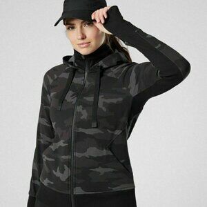 ATHLETA Triumph Camouflage Full Zip Hoodie Sweatshirt Black Gray 3X